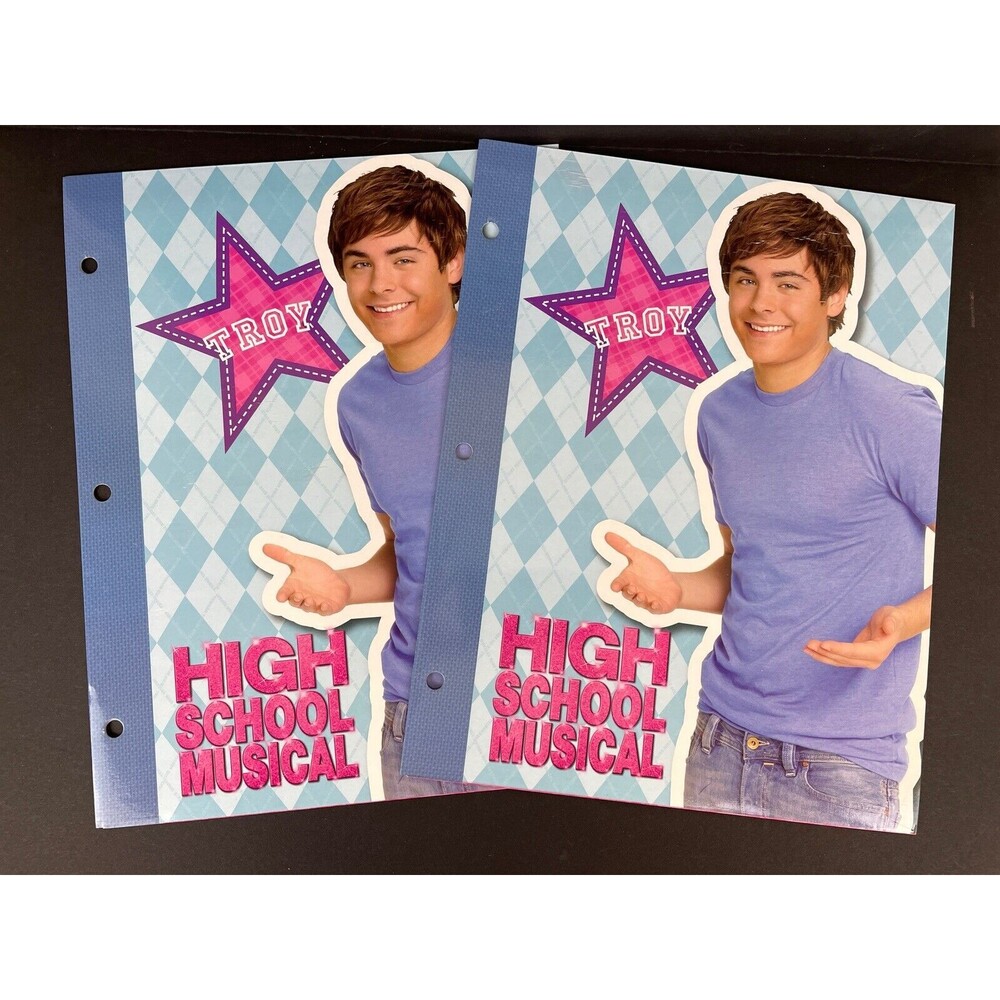 2 High School Musical 3 Hole Pocket Folders Zac Efron NEW